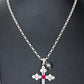 Ruby White Topaz Cross With Tahitian Pearl Chain