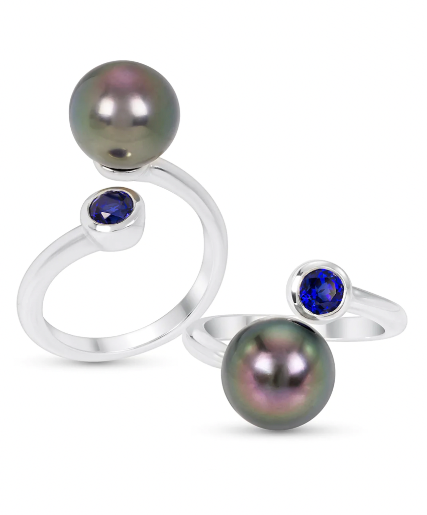 Tahitian Pearl Blue Sapphire HINA Ring