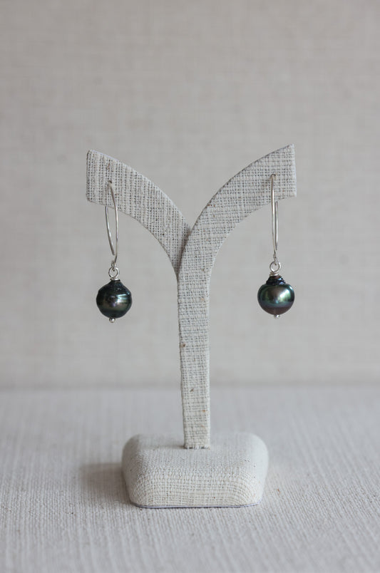 Tahitian Pearl Drop Earrings (11mm)