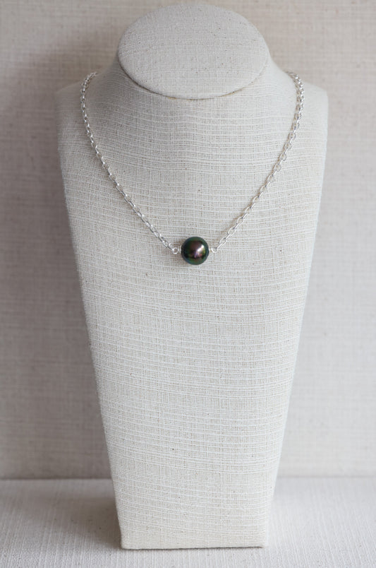 Large Tahitian Pearl Pendant On Italian Chain (15mm)