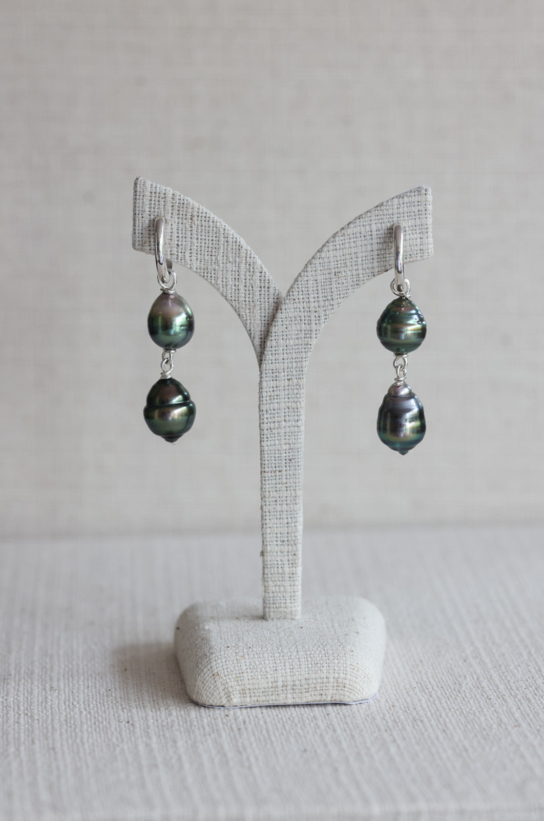 Double Tahitian Pearl Drop Earrings (11mm - 14mm)