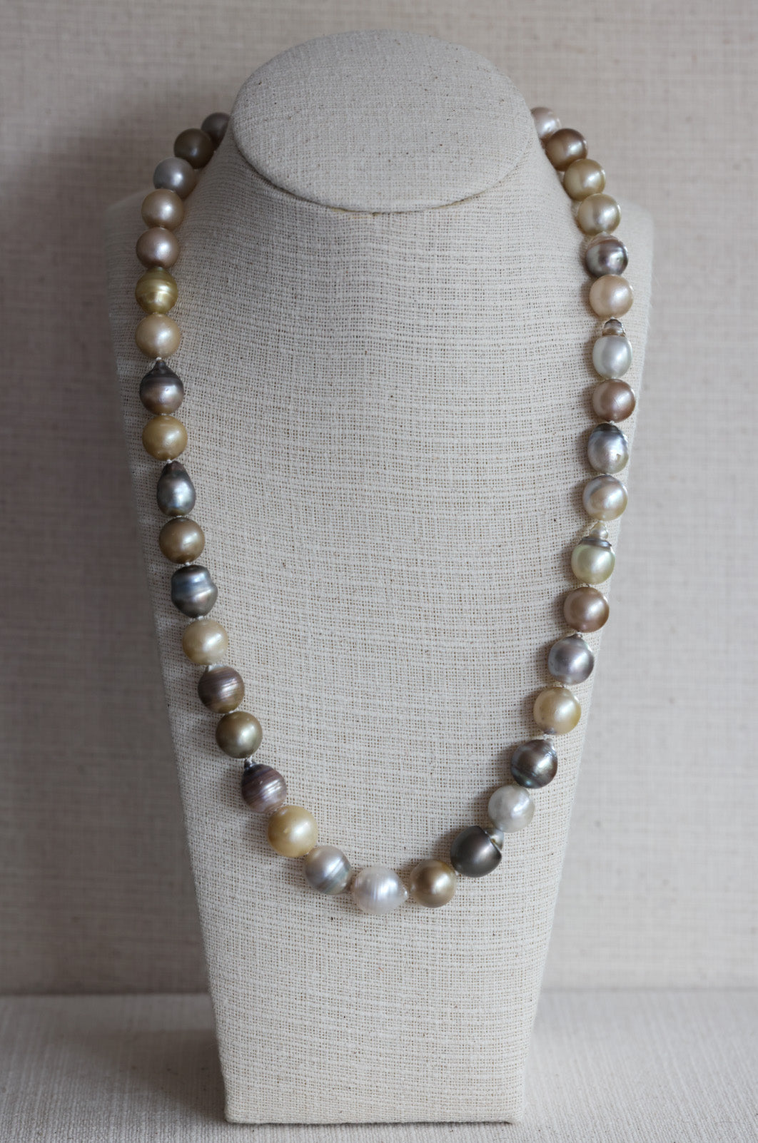 Gold Multi-Colour Tahitian Pearl Necklace (11mm to 13mm